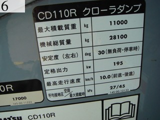 中古建設機械 中古 コマツ KOMATSU クローラ・キャリア クルクルキャリア・全旋回キャリアダンプ CD110R