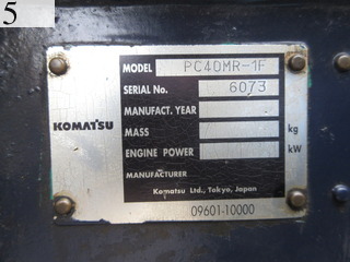 中古建設機械 中古 コマツ KOMATSU 油圧ショベル・バックホー ０．２－０．３立米 PC40MR-1F