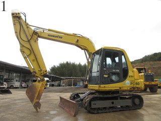 中古建設機械 中古 コマツ KOMATSU 油圧ショベル・バックホー ０．２－０．３立米 PC60-7