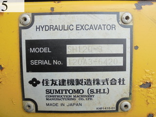 中古建設機械 中古 住友建機 SUMITOMO 油圧ショベル・バックホー ０．４－０．５立米 SH120-3