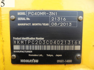 中古建設機械 中古 コマツ KOMATSU 油圧ショベル・バックホー ０．２－０．３立米 PC40MR-3N1