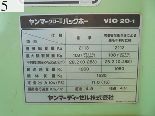 中古建設機械 中古 ヤンマーディーゼル YANMAR 油圧ショベル・バックホー ０．１立米以下 ViO20-1