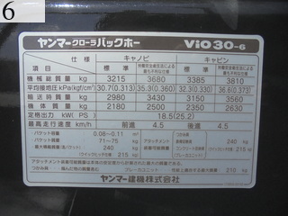 中古建設機械 中古 ヤンマーディーゼル YANMAR 油圧ショベル・バックホー ０．１立米以下 ViO30-6