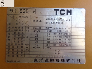 中古建設機械 中古 TCM 東洋運搬機 TCM ホイール・ローダ １．０立米以上 835-2