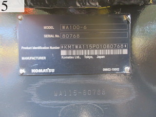 Used Construction Machine Used KOMATSU KOMATSU Wheel Loader bigger than 1.0m3 WA100-6